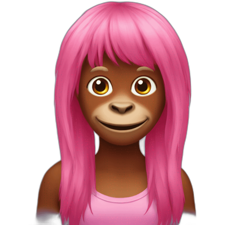 Female Orangutan with pink hair emoji