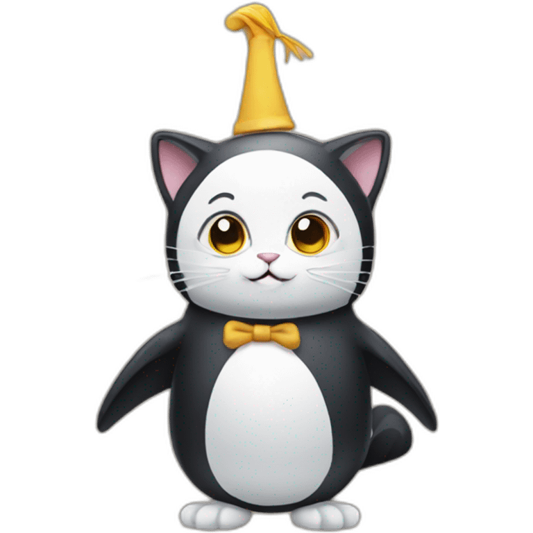 cat with a penguin costume emoji