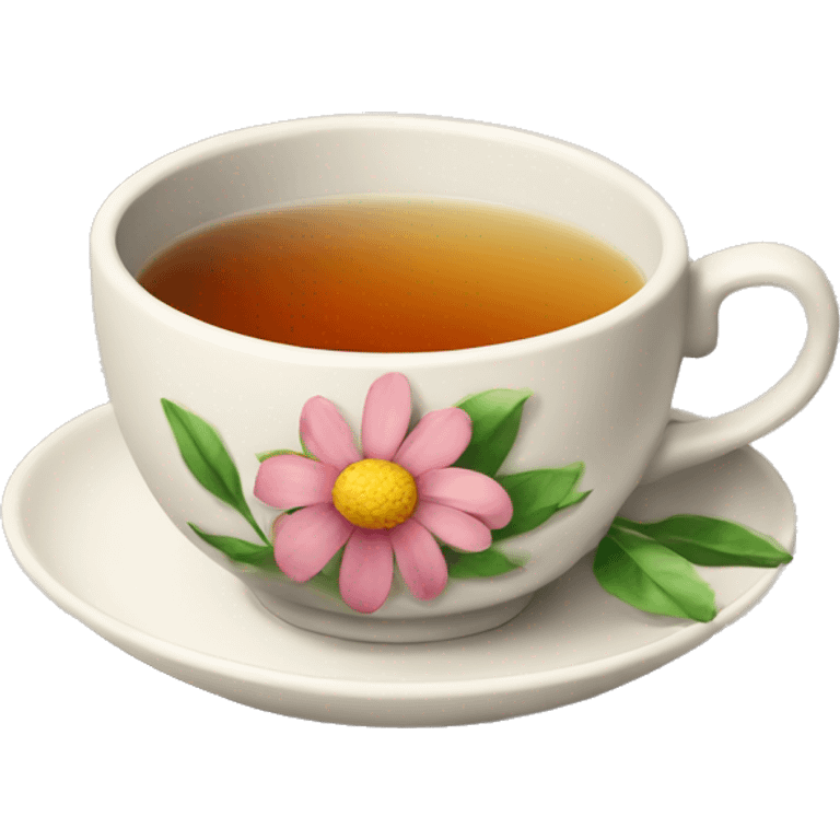 A cup of tea with flower  emoji