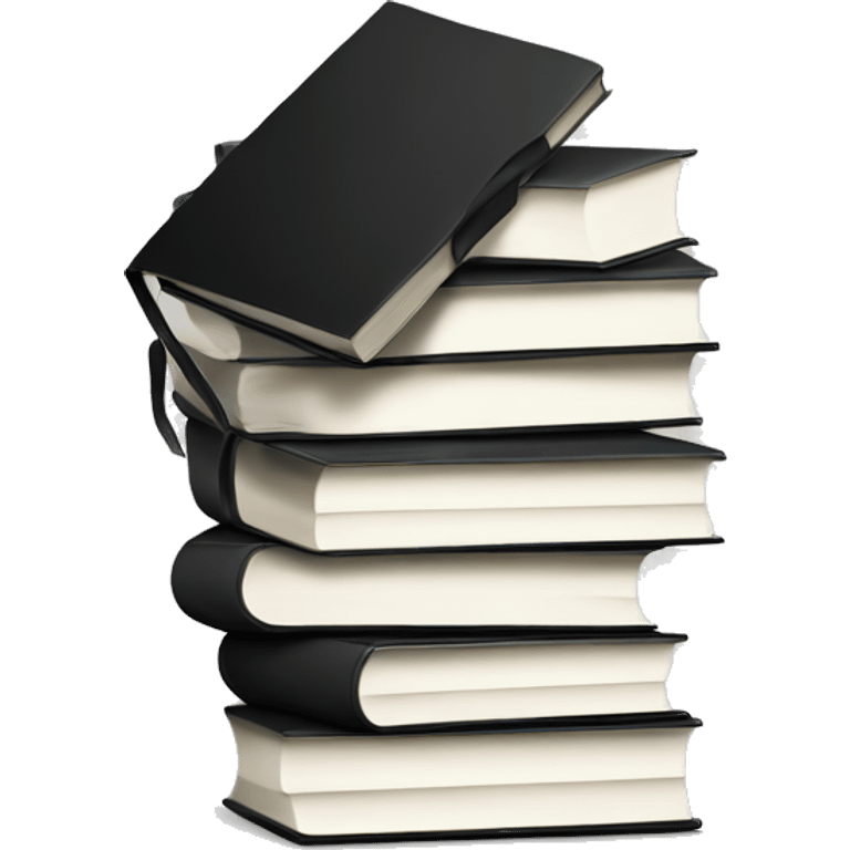 Stack of black and white books emoji