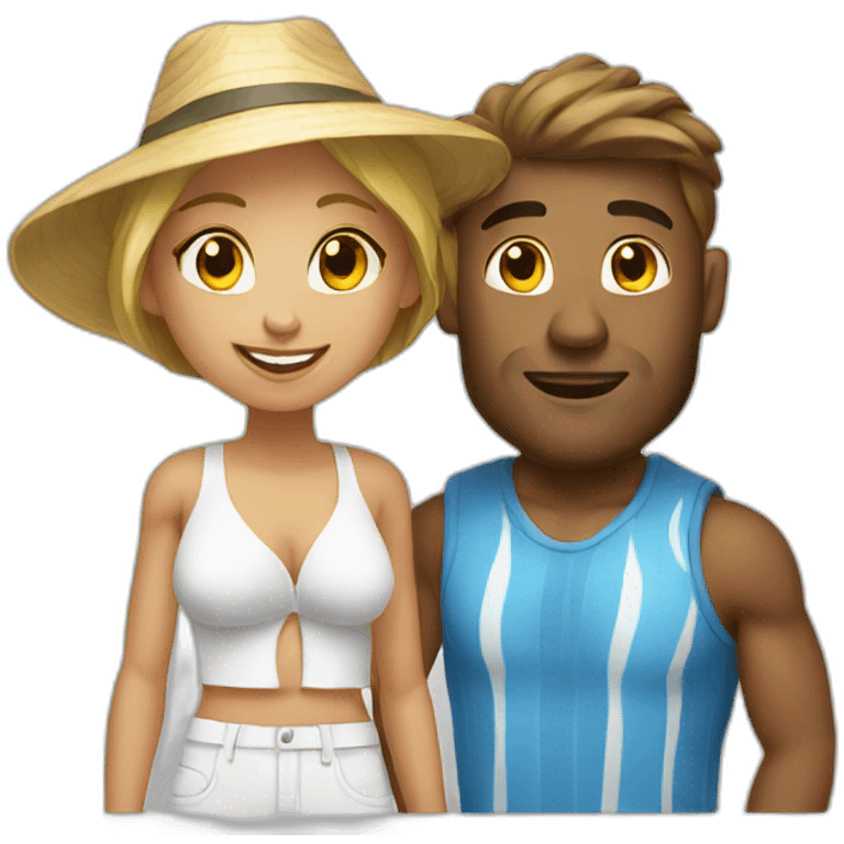 beach vacation couple white emoji