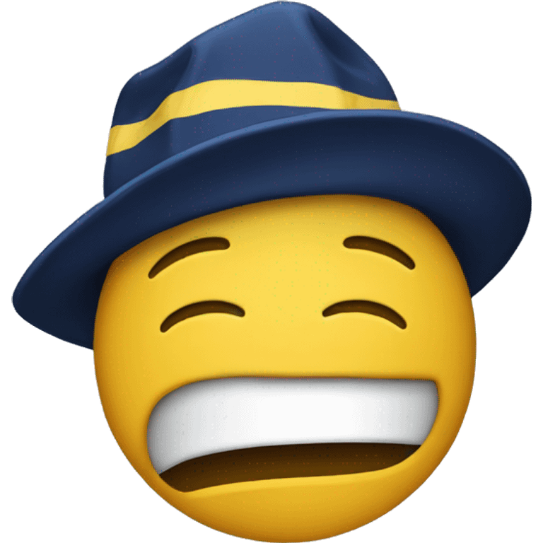 Crying face emoji wearing University of Michigan hat emoji