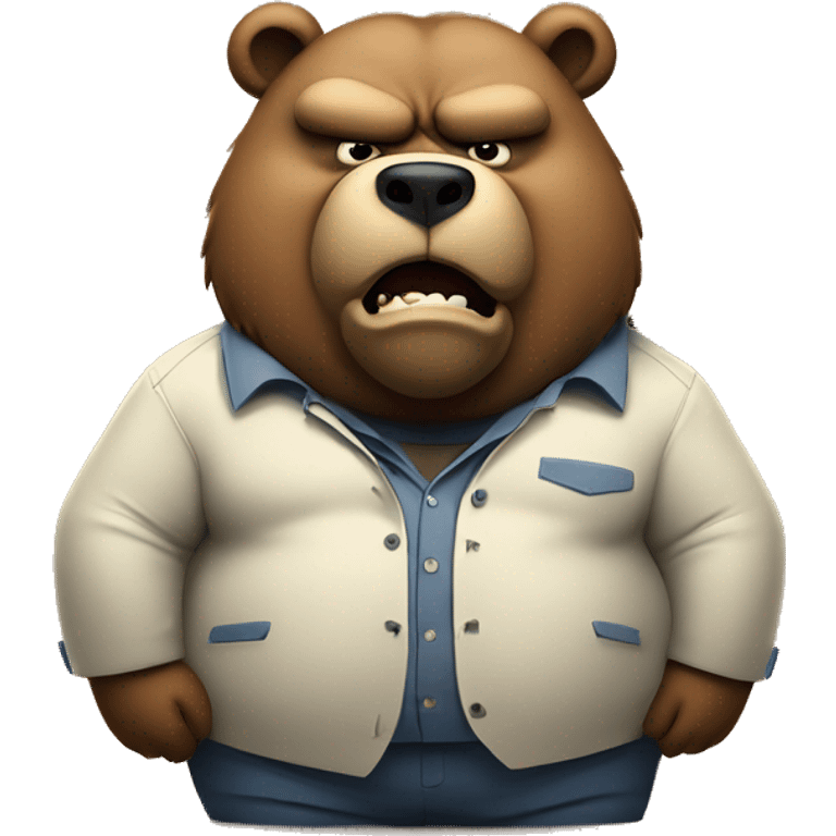 Angry fat bear mad wearing clothes smoking cbd cig emoji