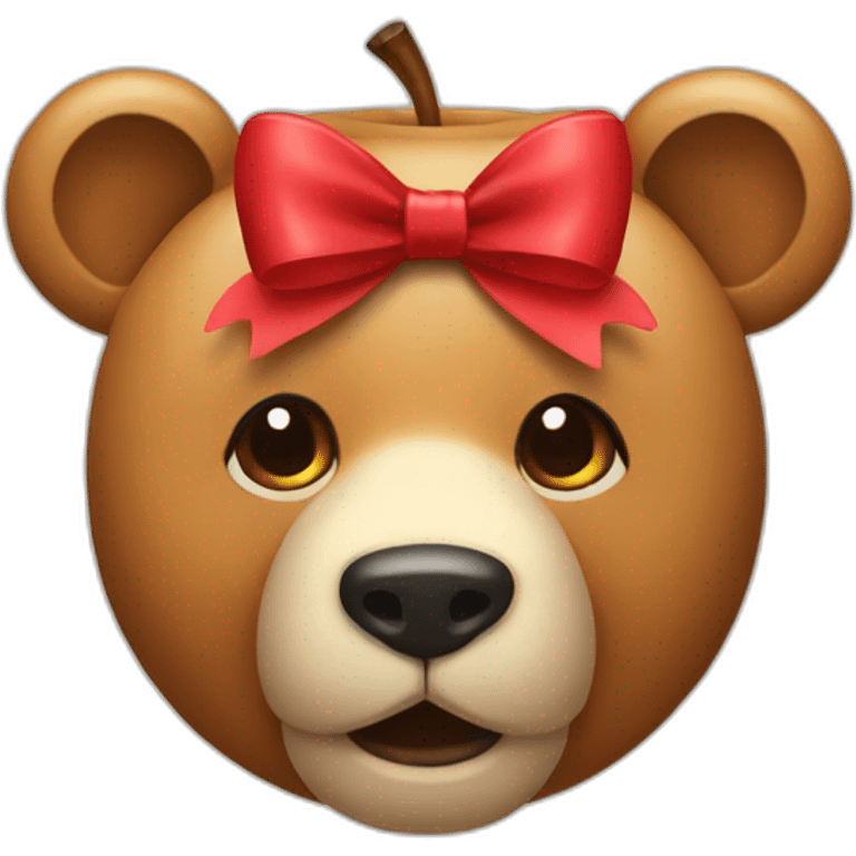 Apple bear emoji with bow on head emoji