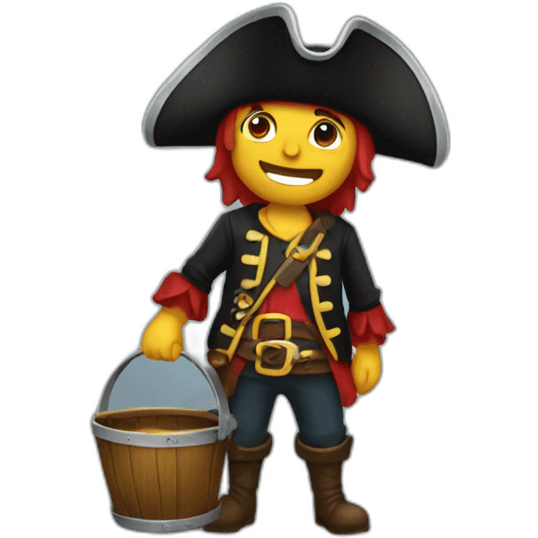 A pirate with a bucket in their hand emoji