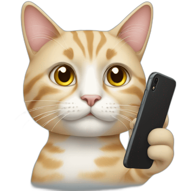 A cat with an iphone emoji