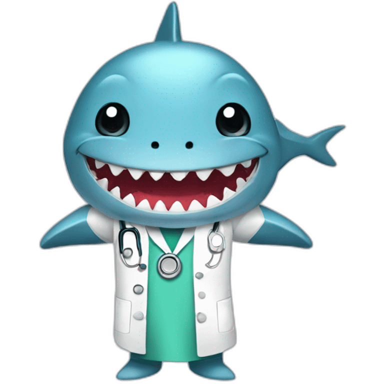 a cute shark wearing a medical gown emoji