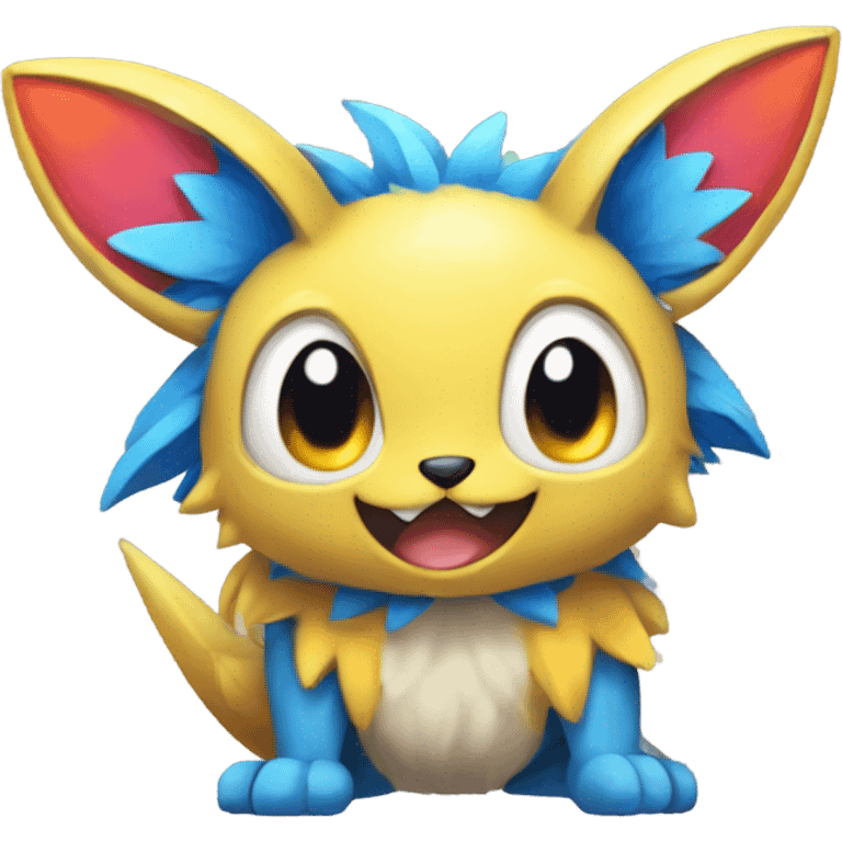 Colorful cute furry anthropomorphic painted Fakémon-Pokémon-creature emoji