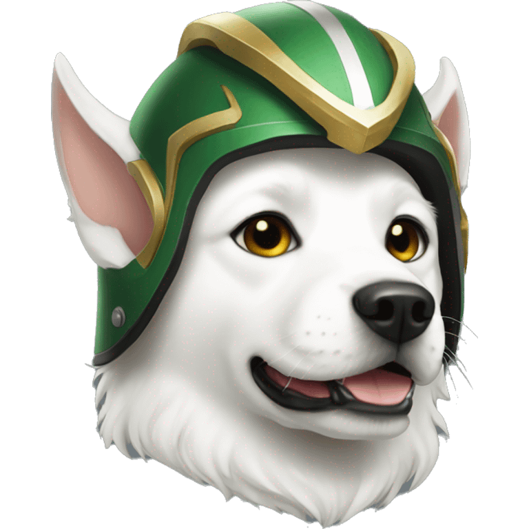 loki as a white dog with helmet emoji