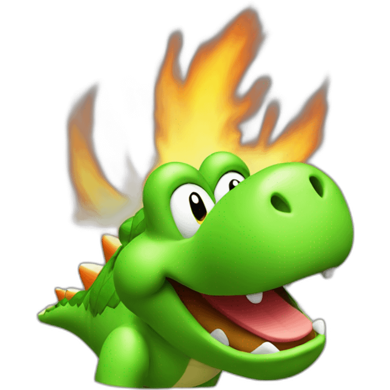 Yoshi from Mario Party; head only; breathing fire emoji