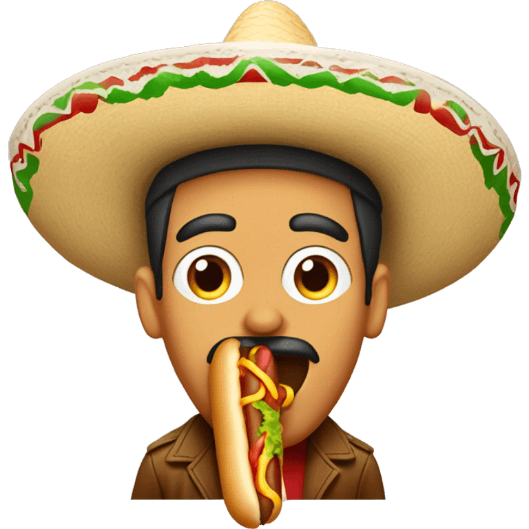 Mexican man wearing a sombrero, licking a hotdog emoji