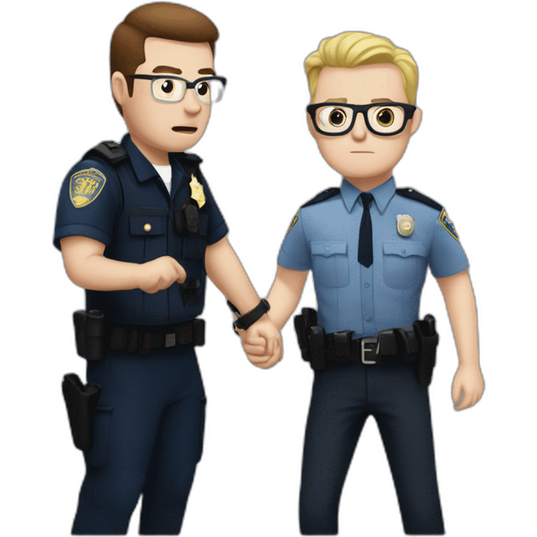 Ben Mitchell being arrested by a police officer emoji