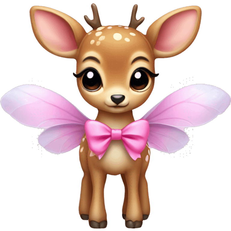 baby deer with fairy wings and a pink bow around its neck  emoji