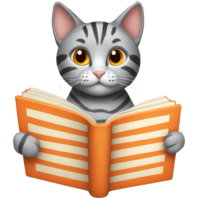 The Striped grey cat with orange book emoji