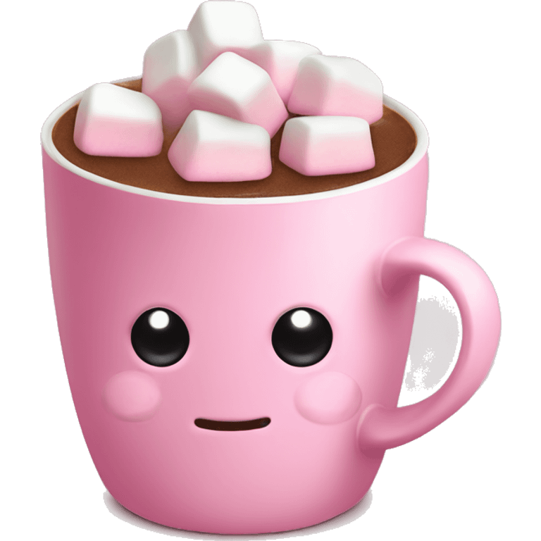 Hot chocolate with marshmallows in a little pink coffee cup emoji