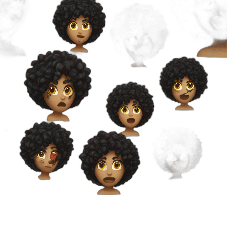 furious jungle lady black curly hair emoji