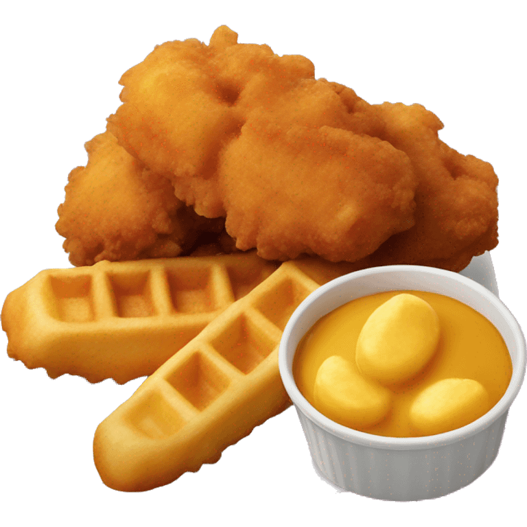 Fried chicken nuggets and waffle fries emoji