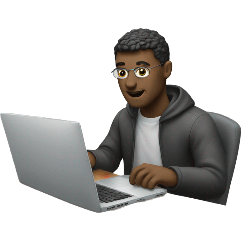 man using a laptop trading stock or crypto emoji