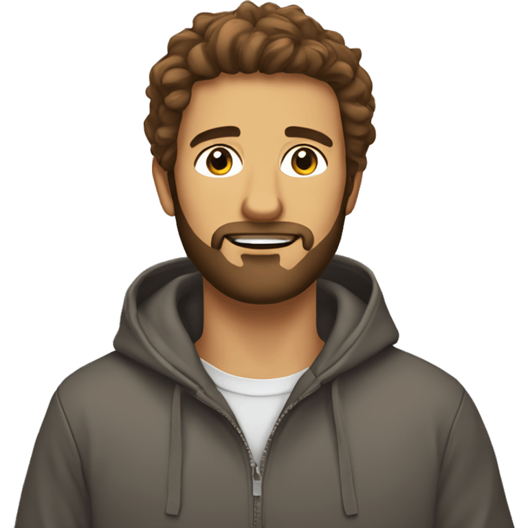 Brown haired Guy with beard wearing a hoddie lion in backround emoji