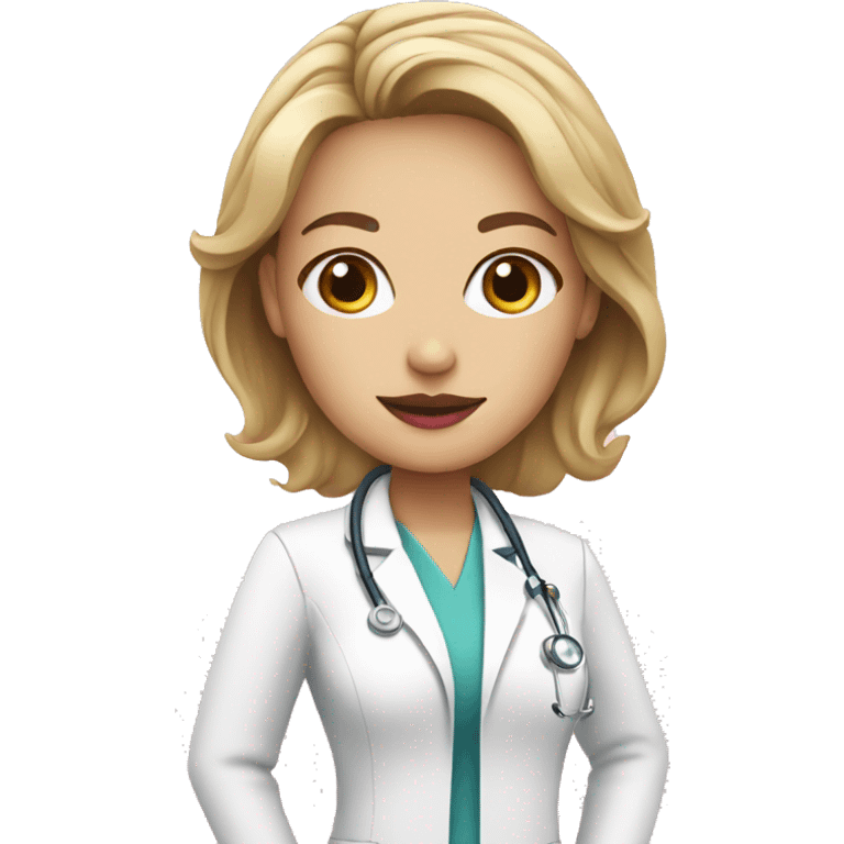 white female doctor with pink lips emoji