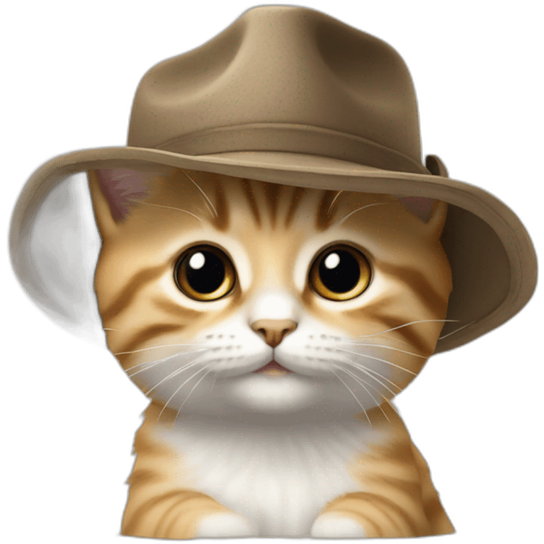 Chaton avec un chapeau emoji