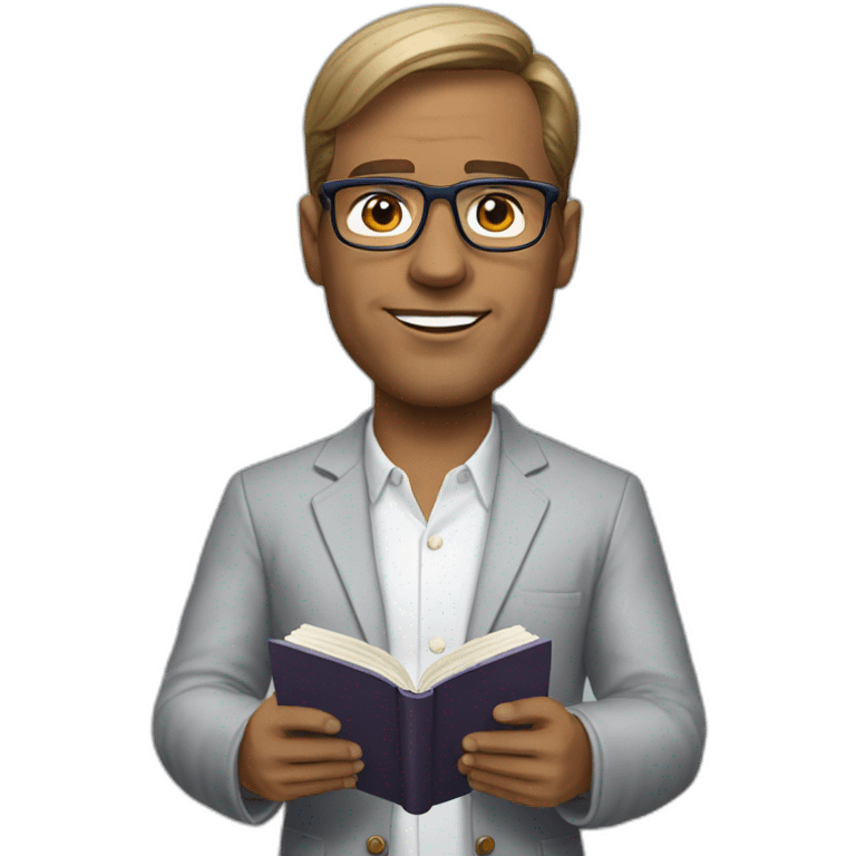 payton manning as a therapist holding a book wearing glasses emoji