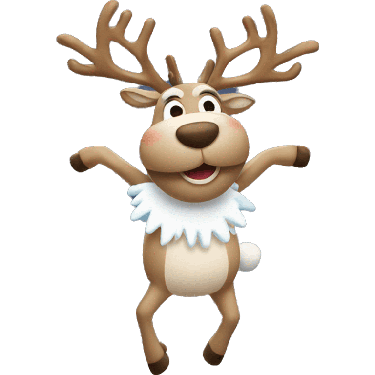 A reindeer dancing with snowflakes emoji