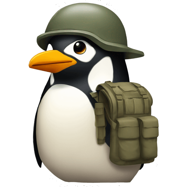 A soldier penguin emoji