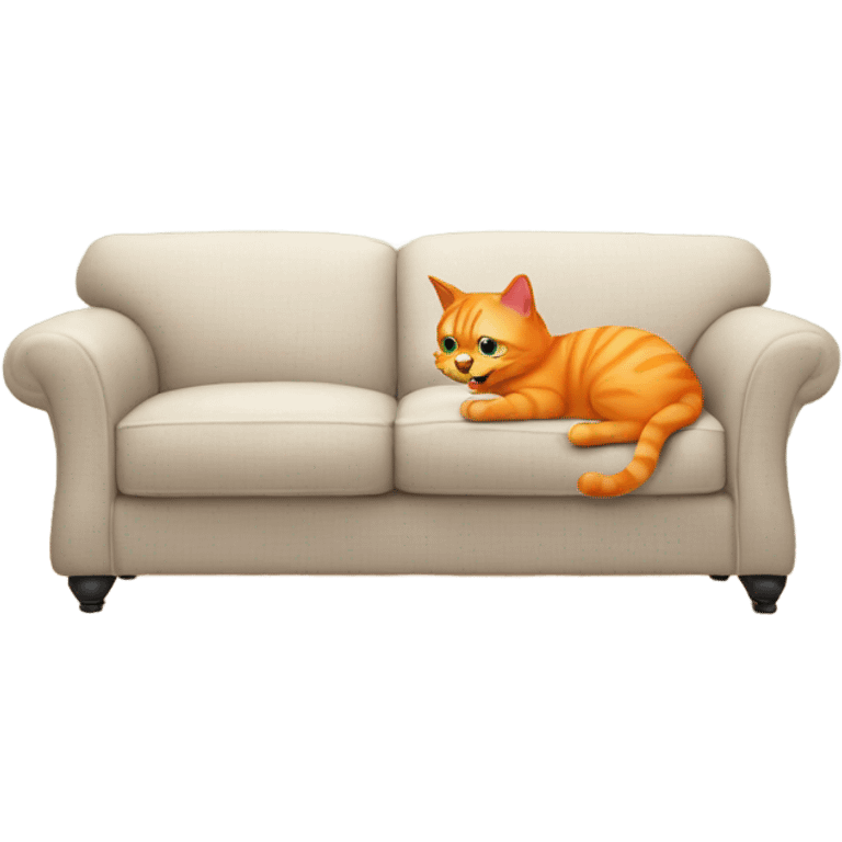 Orange cat peeing on couch  emoji