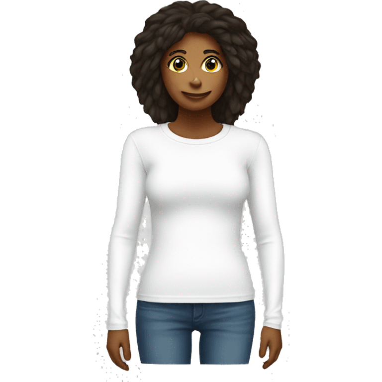 White long sleeve ribbed tshirt emoji