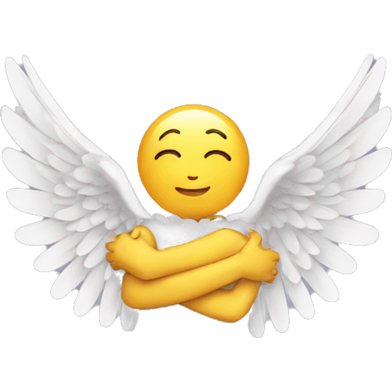 two angel wings doing a hug emoji