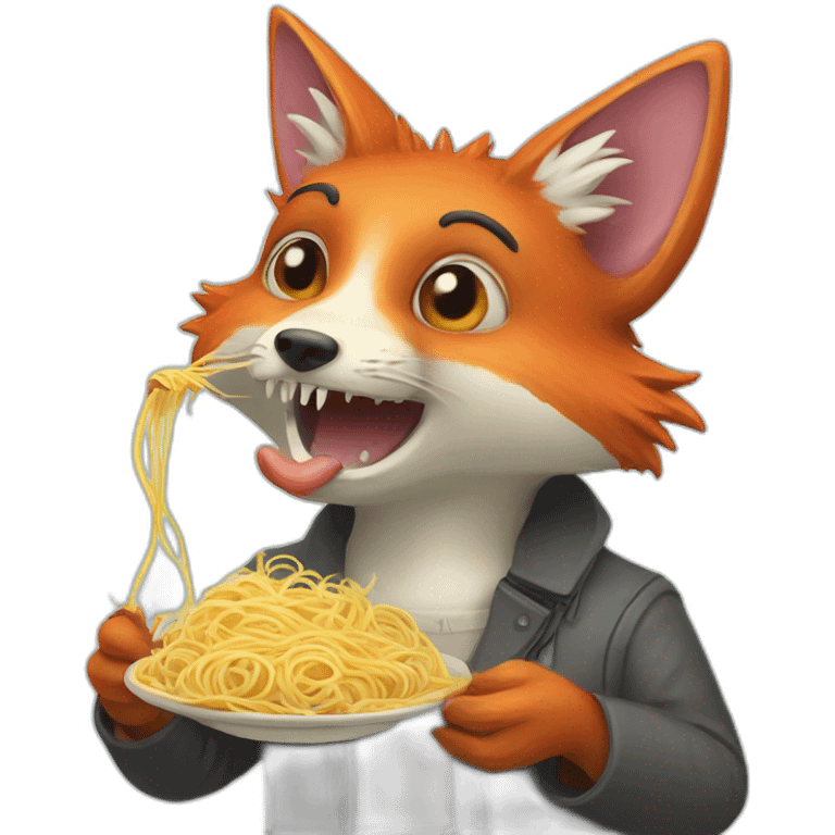 Fox with axolotl eating spaghetti  emoji