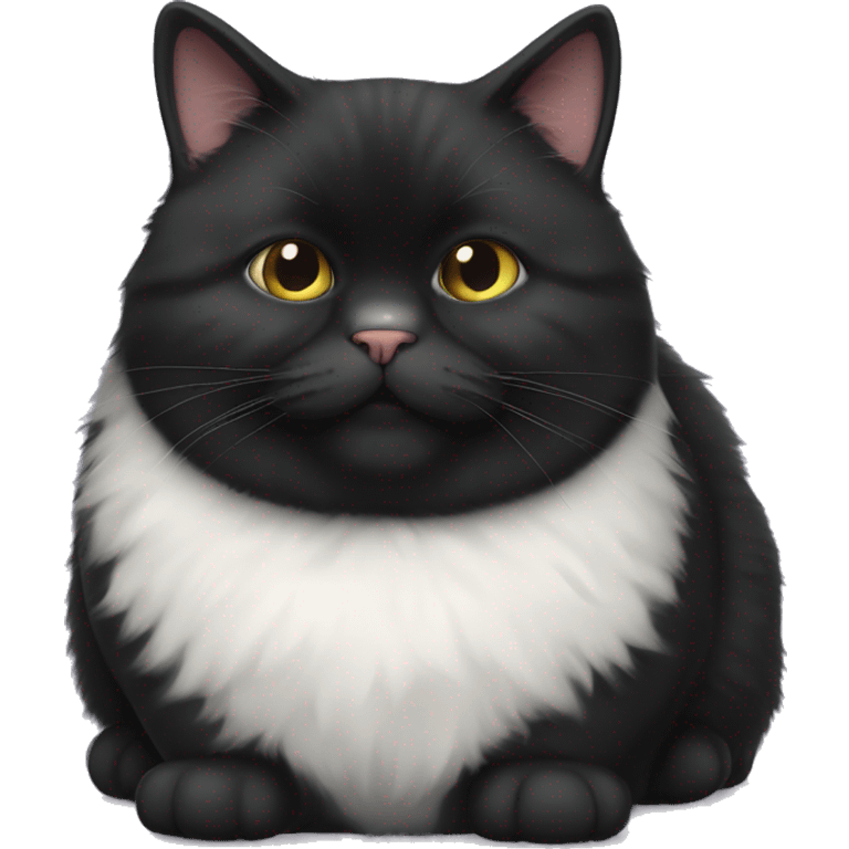 Super obese chunky fluffy black cat  emoji