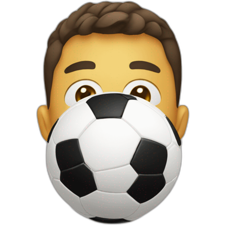 A mixture of a soccer ball and a face emoji