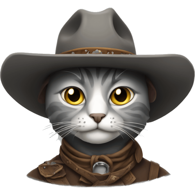 gray cat dressed like an old west outlaw emoji