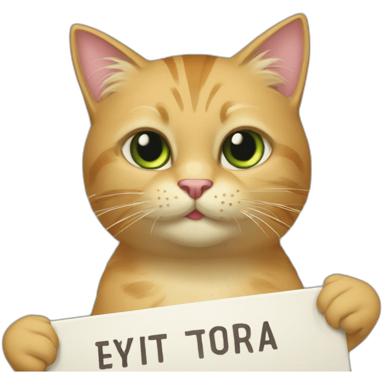 cat holding a sign with the inscription “Я грущу, потому что ты не пришел в Хуба Буба” emoji