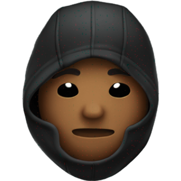 Person with Nike ski mask and black hoodie emoji