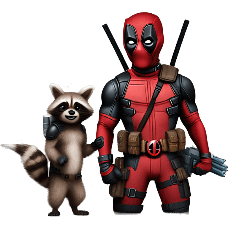 Deadpool with a rocket racoon emoji