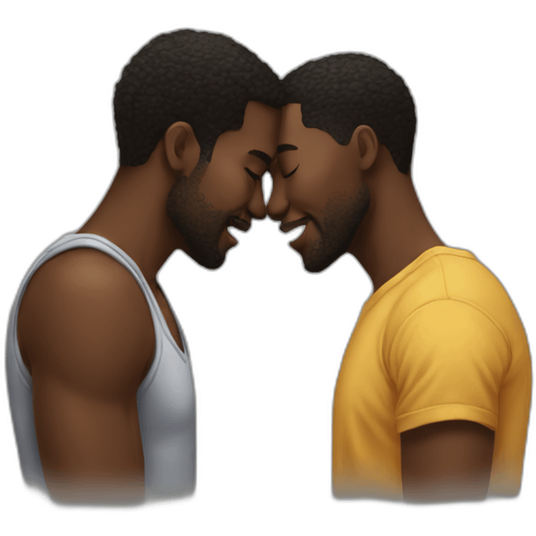 thrwe black men kissing emoji