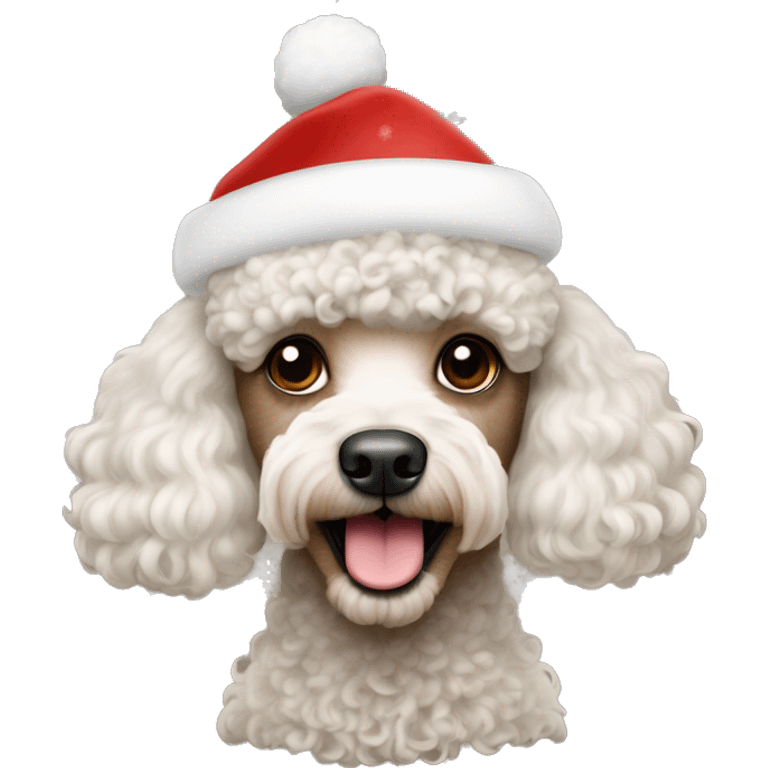 Poodle trägt Weihnachtsmütze  emoji