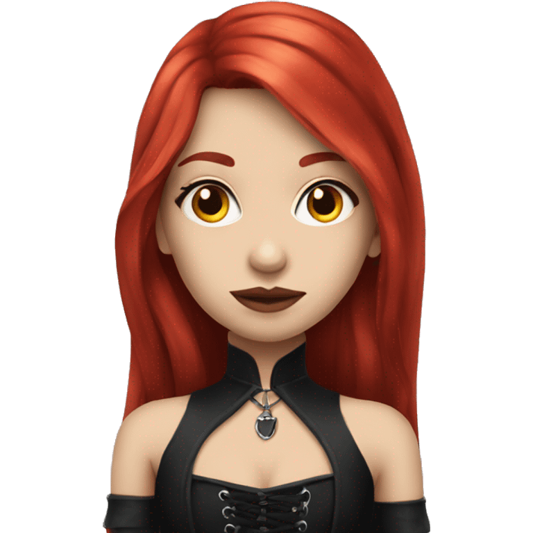 girl with long red hair in gothic outfit emoji