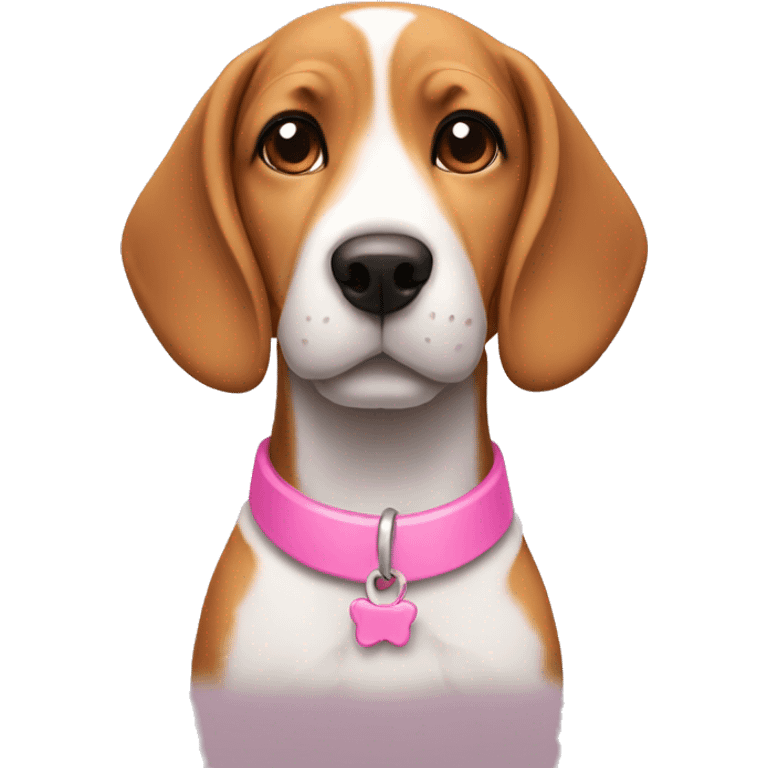 a cute beagle with pink collar emoji