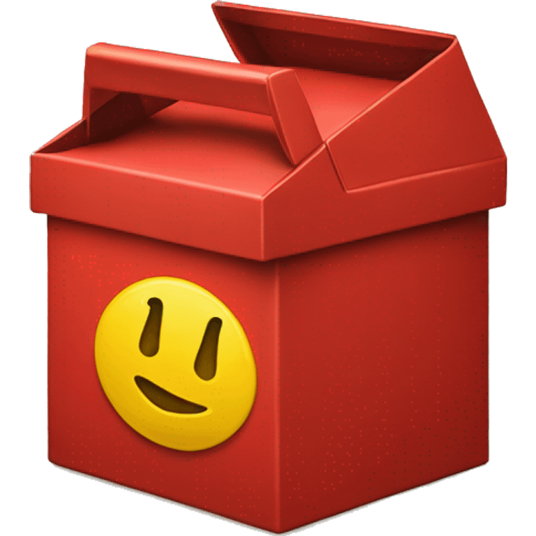 a red box with a yellow m on it and yellow handles on the top  emoji