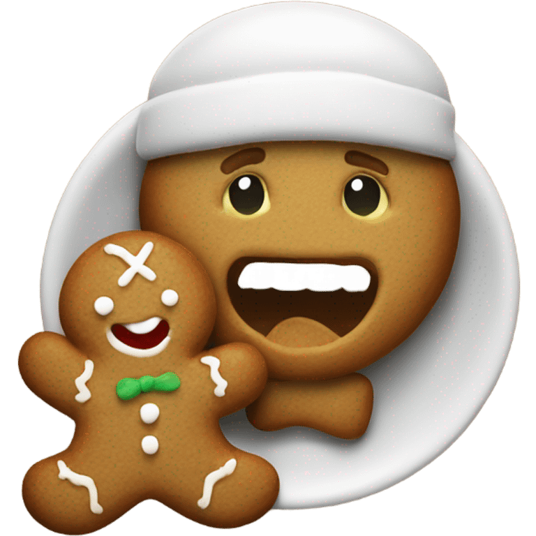 gingerbread man eating emoji