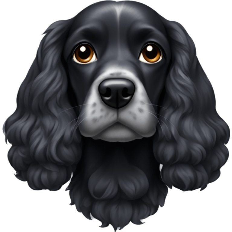 black cocker spaniel small amounts of gray on face show whole dog face emoji