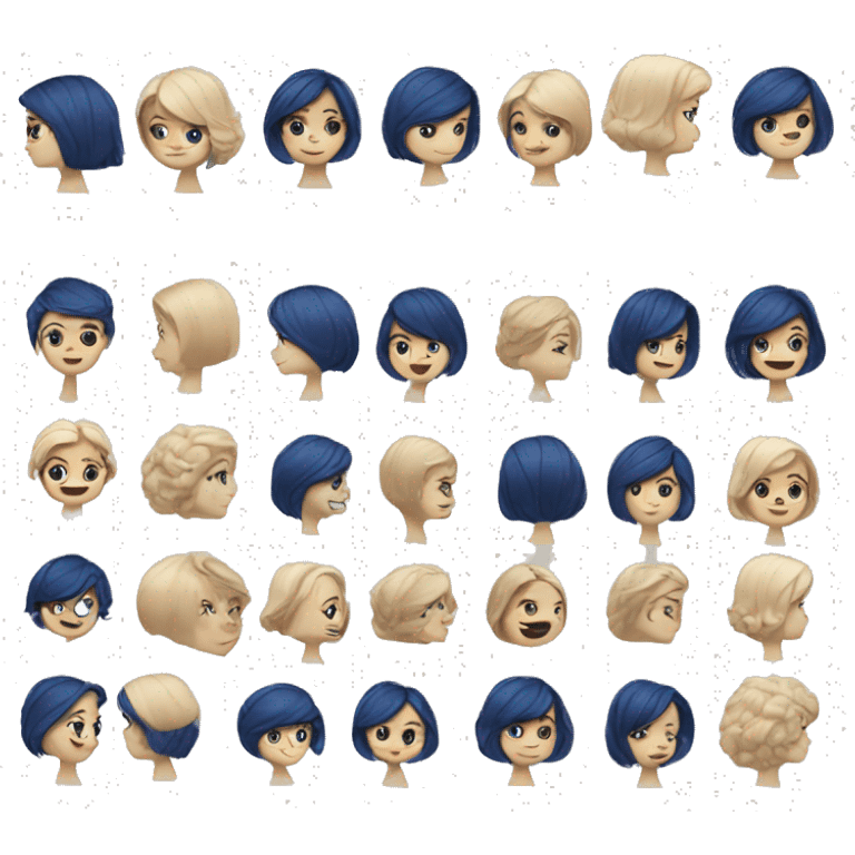 short hair , dark blue wig on tan white girl  emoji