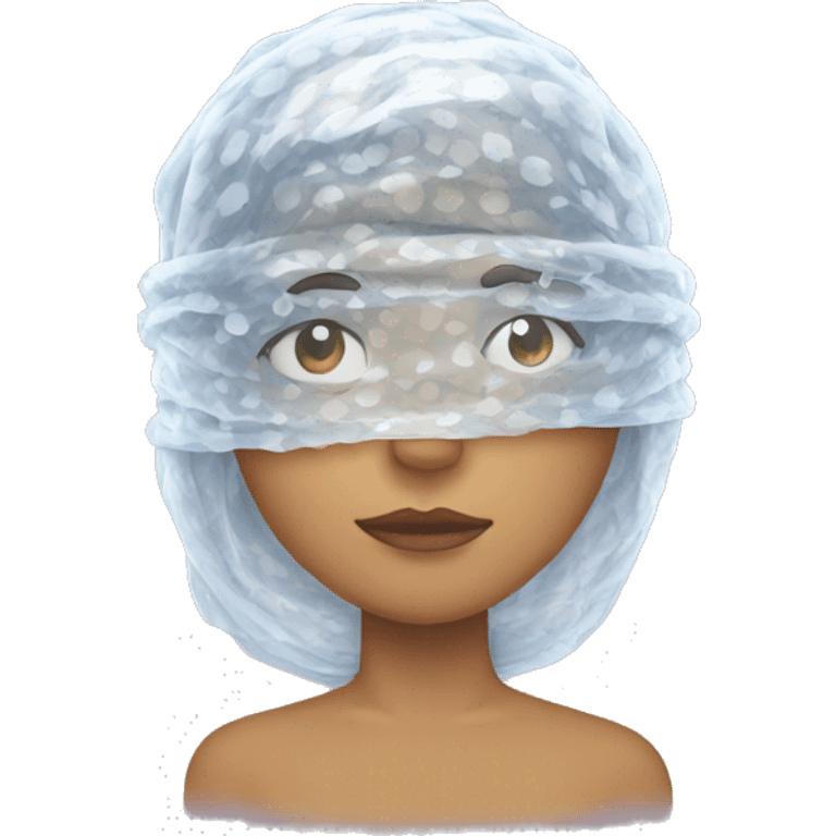 Head wrapped in bubble wrap emoji