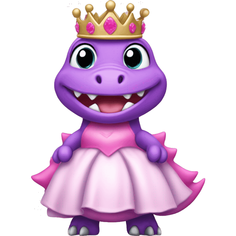 dinosaur with a pink girly crown and a princess dress  emoji