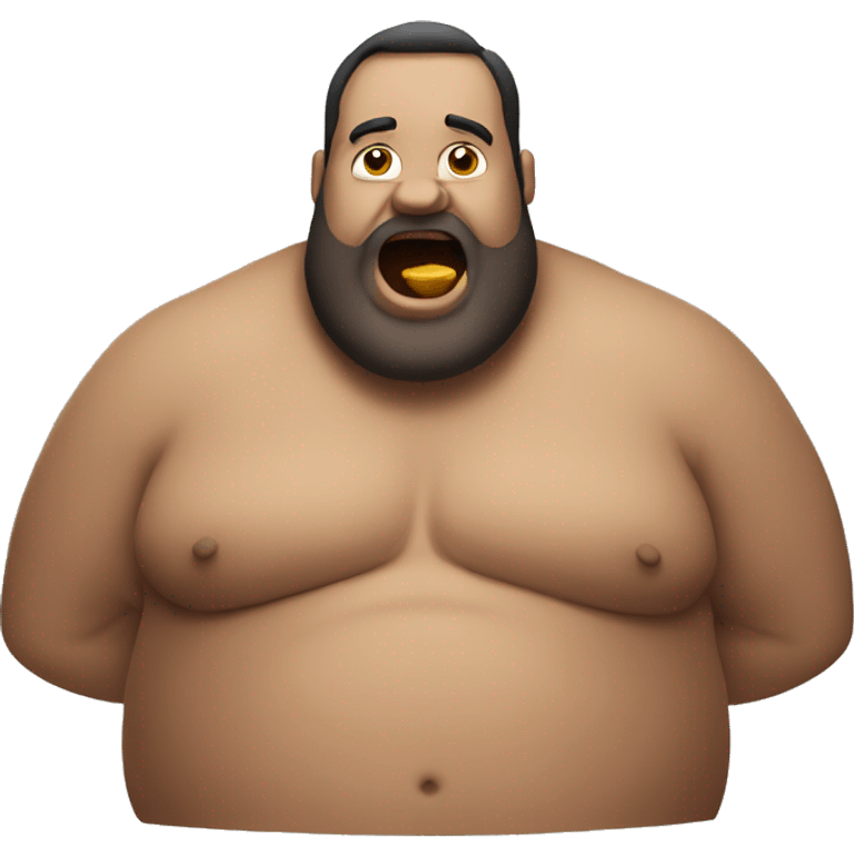 big fat guy eating emoji