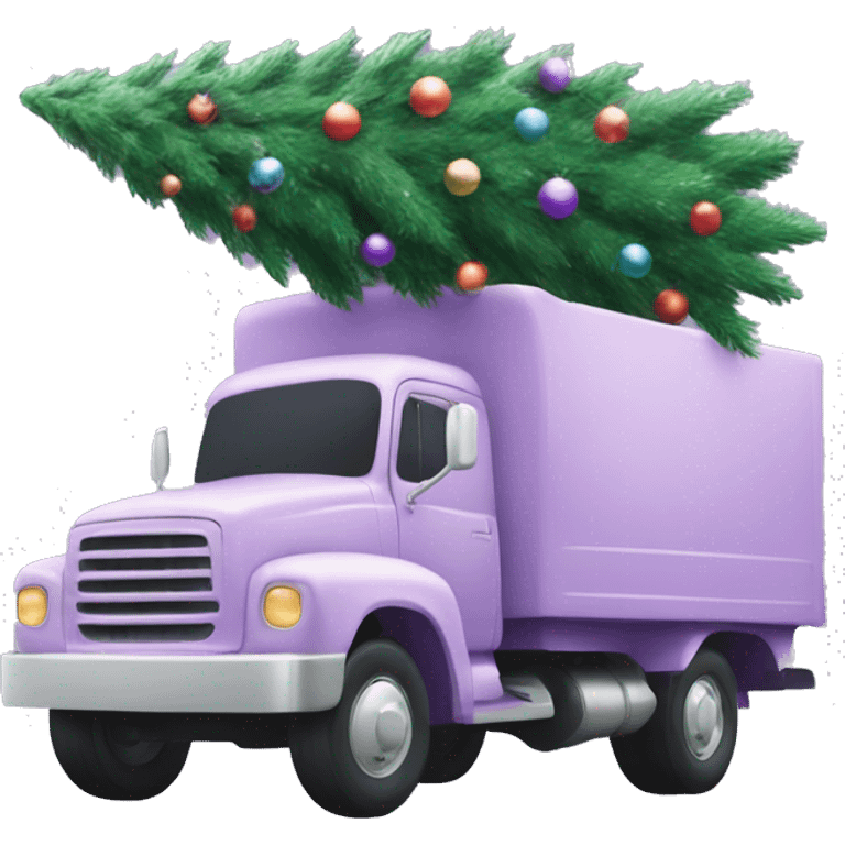 Pastel purple truck with Christmas tree emoji